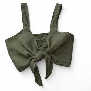 Olive Green Tie-Front Crop Top
100/line